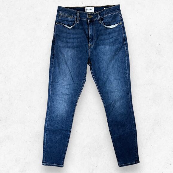 FRAME‎ Le High Skinny Crop Jeans Women's Size 29 Stretch High Waist Medium Wash - Picture 1 of 8